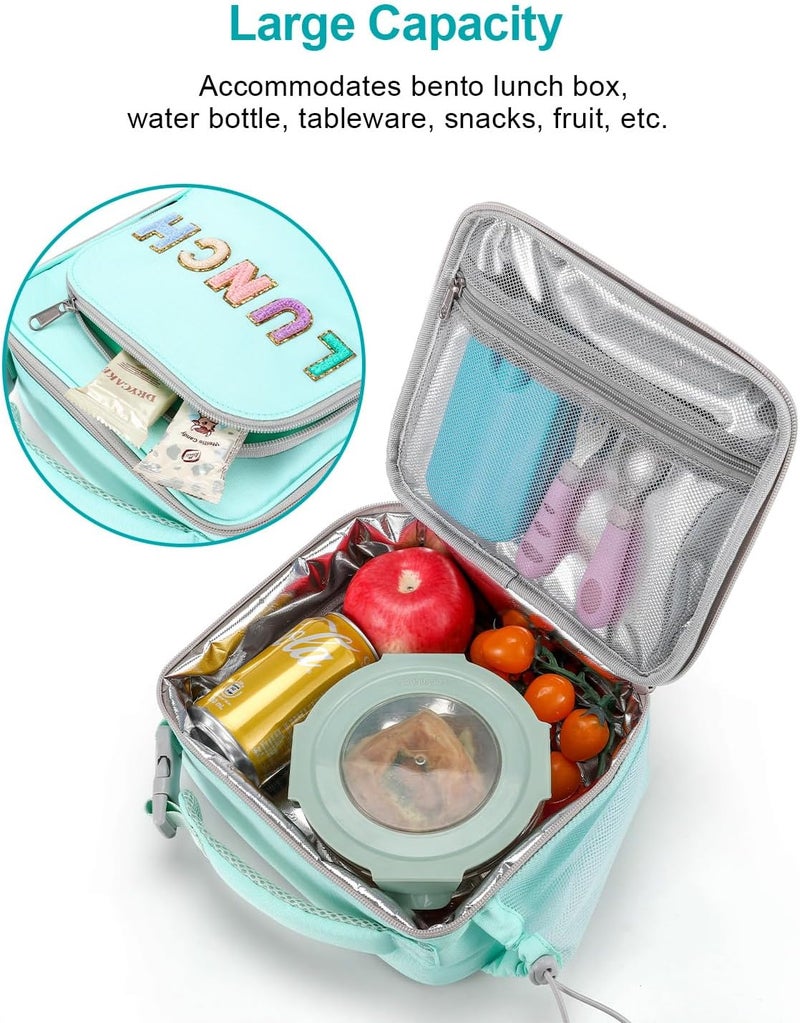Amersun Kids Insulated Lunch Box- Water-Resistant, Reusable Cute Lunch Tote Bag with Water Bottle Holder & Multi-Pocket-Ideal for Ages 3+ Girls, School,Travel(Light Blue) - Image 3