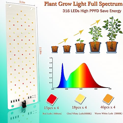 Rocoking Grow Light,40W Ultra-Thin Panel Grow Lights for Indoor Plants,316LEDs Full Spectrum Grow Lights for Under Cabinet Plant, Grow Lamp with 3/9/12H Timer,10 Dimmable Levels for Plants Growing (4pcs) - Image 4