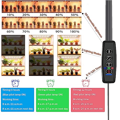 Rocoking Grow Light,40W Ultra-Thin Panel Grow Lights for Indoor Plants,316LEDs Full Spectrum Grow Lights for Under Cabinet Plant, Grow Lamp with 3/9/12H Timer,10 Dimmable Levels for Plants Growing (4pcs) - Image 3