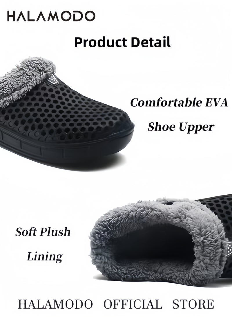 HALAMODO Unisex Winter Fur Lined Slippers Mesh Lining Shoes with Nonslip Soles Walking Garden Clogs Warm House Slippers for Indoor and Outdoor Use - Image 3