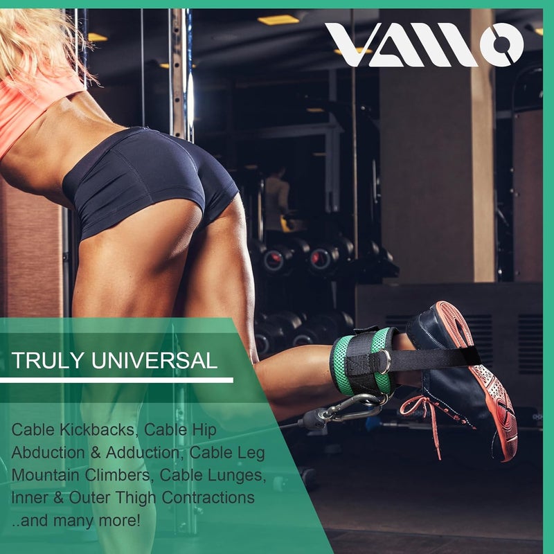 VAIIO أحزمة كاحل لآلات الكابل، قابلة للتعديل ومريحة من النيوبرين، حلقة دائرية مزدوجة معززة - أصفاد كاحل متميزة لتحسين عضلات البطن، رفع المؤخرة، تنسيق الساقين للرجال والنساء - Image 3