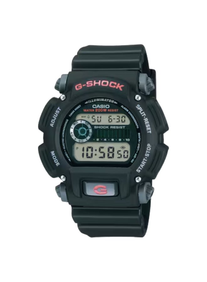 Casio G-SHOCK DW-9052-1VDR Men’s Digital Watch, Black Resin Strap, Shock Resistant, 200M Water Resistant, Stopwatch, Countdown Timer, EL Backlight, Multi-Function Alarm
