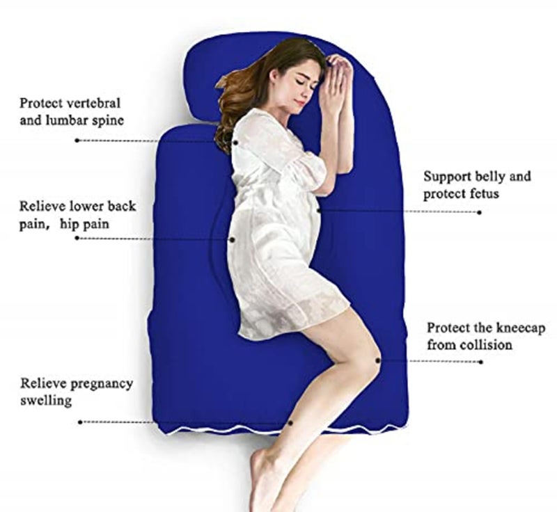 GET IT Maternity Pilow | Pregnancy Pillow | Premium J Shape | Back Pain | Leg pelivs Support | 6 Months Warranty - Royal Blue - Image 3