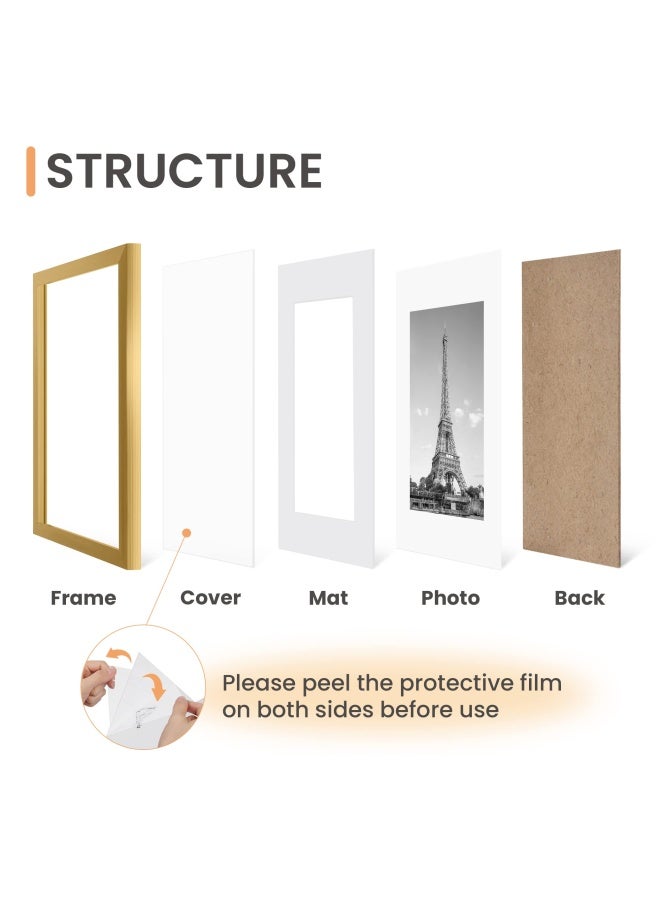 upsimples مجموعة إطارات صور upsimples 11x14 مجموعة من 5 إطارات عرض صور 8x10 مع مات أو 11x14 بدون مات إطارات صور جدارية ذهبية - Image 3