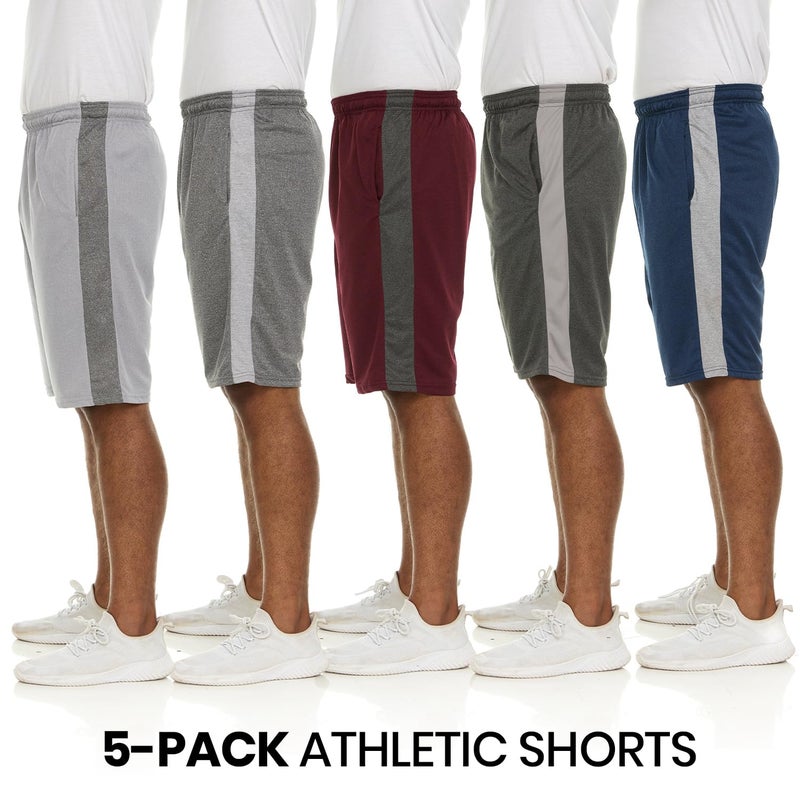 Essential Elements Athletic Shorts for Men - Men's Basketball Shorts - Sports Shorts for Workout, Gym, Running (5 Pack/Set E, 4X-Large) - Image 2
