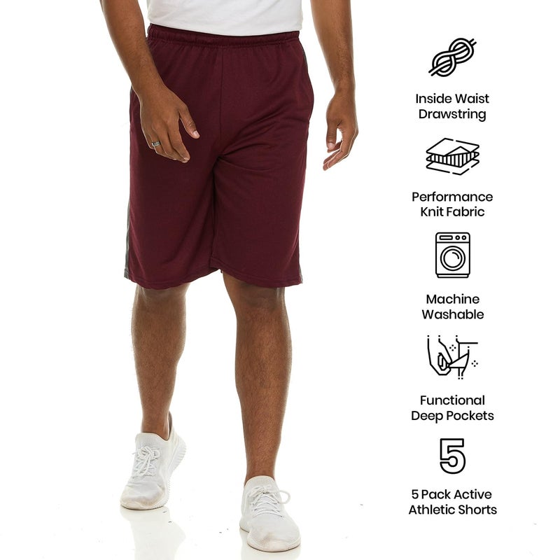 Essential Elements Athletic Shorts for Men - Men's Basketball Shorts - Sports Shorts for Workout, Gym, Running (5 Pack/Set E, 4X-Large) - Image 5