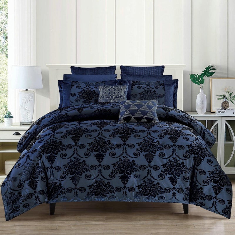 NADAV Huda Luxury Winter Comforter Set – Queen Size, Blue, 4 Pieces - Image 1