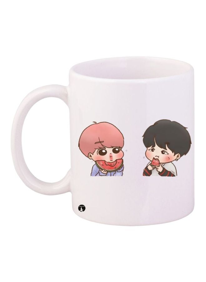 RYN Anime Printed Coffee Mug White/Beige/Black 11ounce