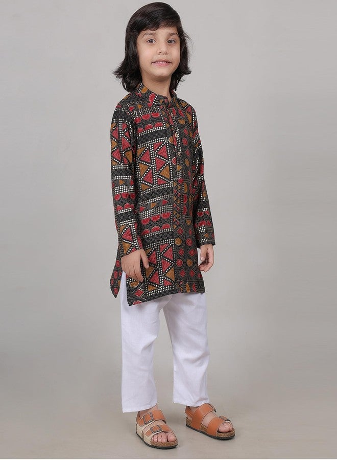 ZIKKU Boys Traditional Kurta Set, Festival Ethnic Wear, Smart Fit, Casual Comfortable (Black Silver, 9-12 Months) - Image 5