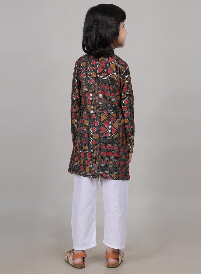 ZIKKU Boys Traditional Kurta Set, Festival Ethnic Wear, Smart Fit, Casual Comfortable (Black Silver, 9-12 Months) - Image 4