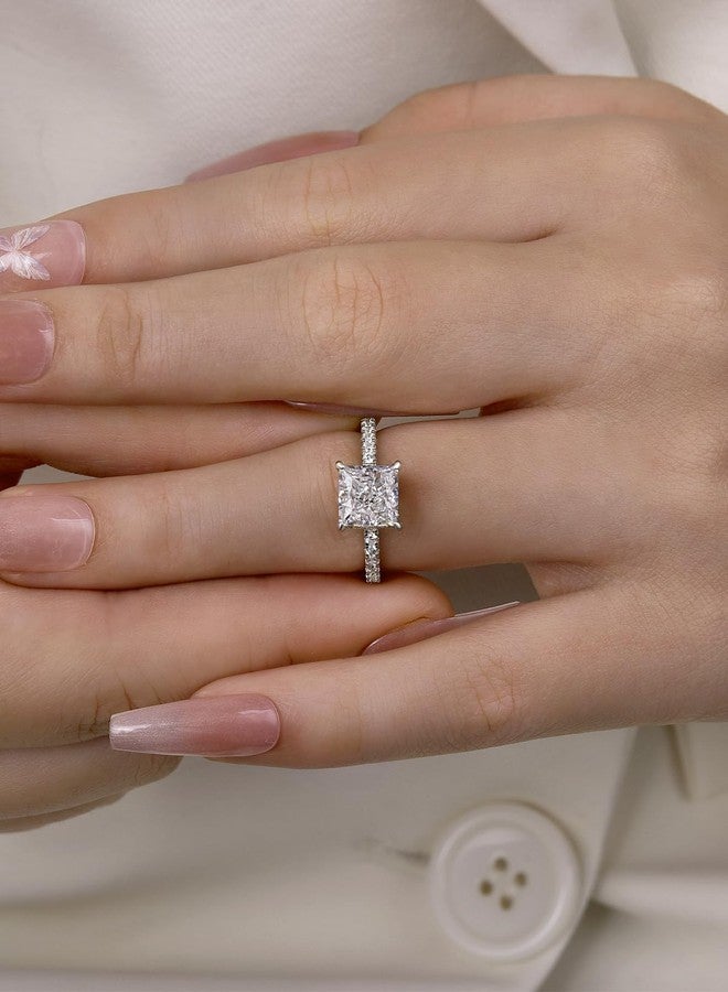 RODIFFY 2.0CT Elegant Princess Cut Engagement Ring, S925 Silver AAAAA Grade CZ Promise Ring for Women (Silver, 7.5) - Image 5