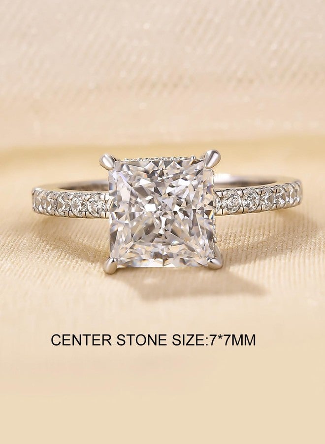 RODIFFY 2.0CT Elegant Princess Cut Engagement Ring, S925 Silver AAAAA Grade CZ Promise Ring for Women (Silver, 7.5) - Image 2