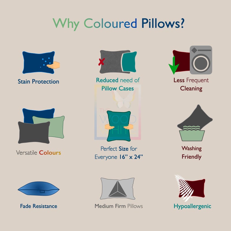 THE WOOD WHITE THE WOOD WHITE Microfiber Blue Soft Pillows Set of 2. 16 x 24 Inches  - Image 2