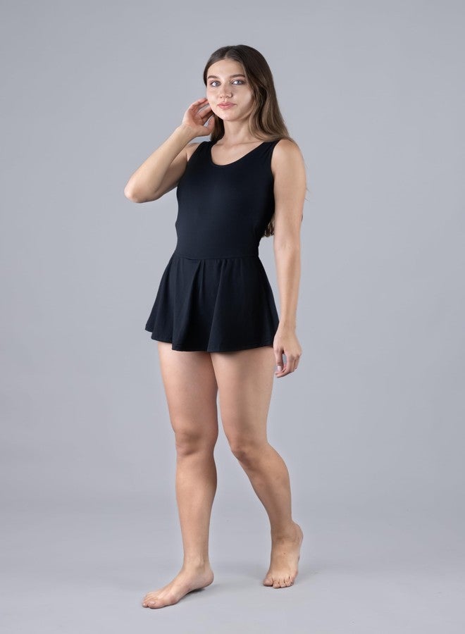 كيب فيت فستان سباحة مبطن من قطعة واحدة من Keepfit مع شورت داخلي متصل للنساء، أسود | ملابس سباحة للنساء - Image 4