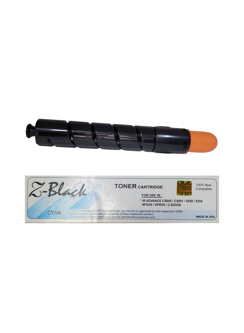 Z-Black Compatible Toner Cartridge for Canon IR Advance C-5045 / 5051 / 5250 / 5255 / NPG45 / GPR30 / C-EXV28 ( CYAN ) - Image 1