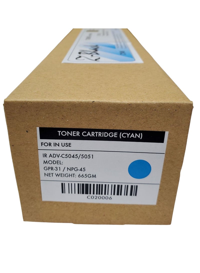 Z-Black Compatible Toner Cartridge for Canon IR Advance C-5045 / 5051 / 5250 / 5255 / NPG45 / GPR30 / C-EXV28 ( CYAN ) - Image 2
