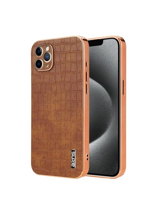 The Bros Case For iPhone 11 Pro Electroplated Frame Crocodile Texture Full Coverage Phone Case