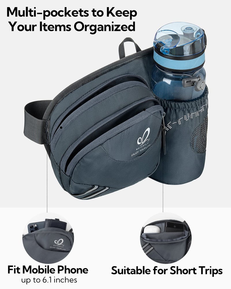 WATERFLY Fanny Pack Waist Bag: Waist Pack for Women Men with Water Bottle Holder Hiking Fanny Pack for Running Walking DogWalking Travel Cycling - Image 4