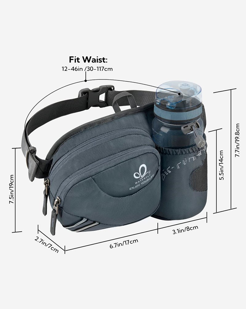 WATERFLY Fanny Pack Waist Bag: Waist Pack for Women Men with Water Bottle Holder Hiking Fanny Pack for Running Walking DogWalking Travel Cycling - Image 2
