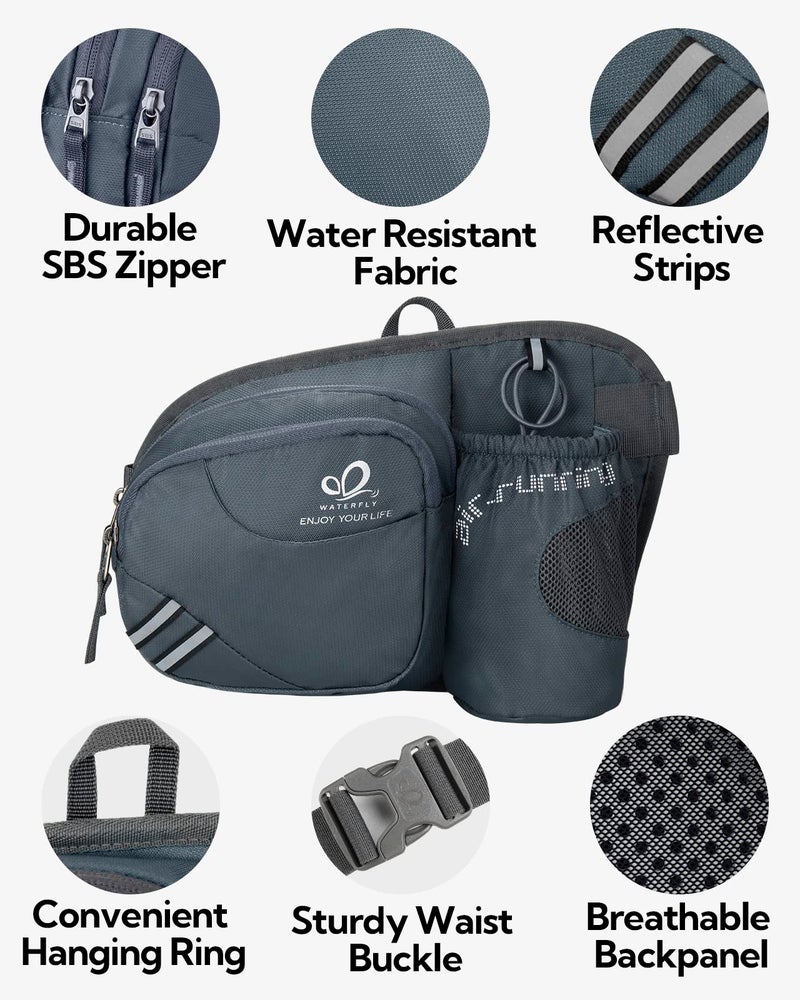 WATERFLY Fanny Pack Waist Bag: Waist Pack for Women Men with Water Bottle Holder Hiking Fanny Pack for Running Walking DogWalking Travel Cycling - Image 5