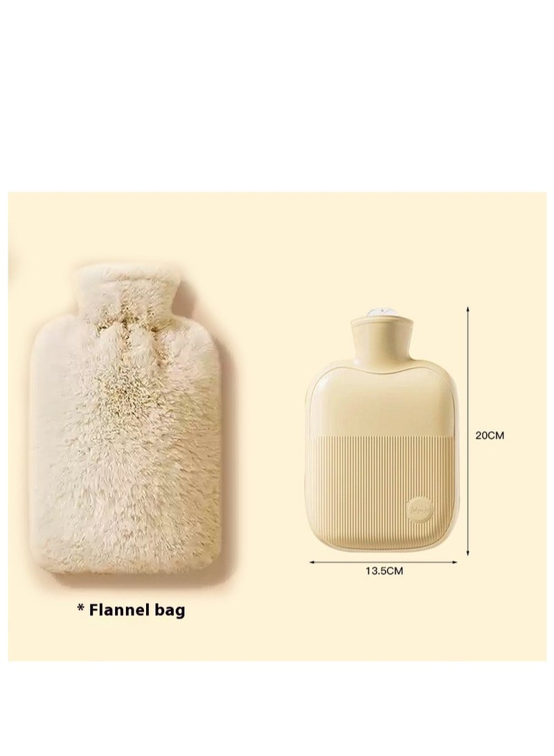 Generic 1000ML Hot Water Bottle with Soft Cover Leakproof Hot Water Bag Long Plush Warm Hand Pouch Reusable Hot Water Pouch for Women and Girl Portable Hot Water Bag for Office Home Bed  - Image 1