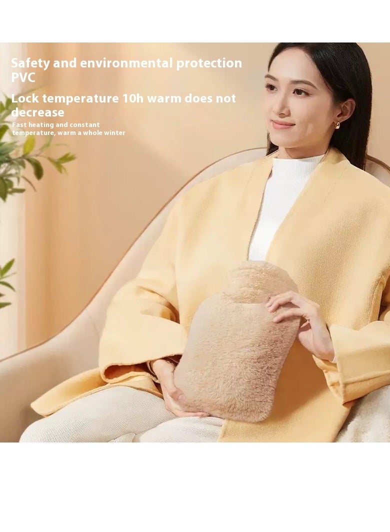 Generic 1000ML Hot Water Bottle with Soft Cover Leakproof Hot Water Bag Long Plush Warm Hand Pouch Reusable Hot Water Pouch for Women and Girl Portable Hot Water Bag for Office Home Bed  - Image 5