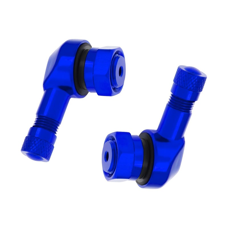 Yourkar 2 PCS Motorcycle Tire Valve Stems 90 Degree Angle Aluminum Alloy Blue