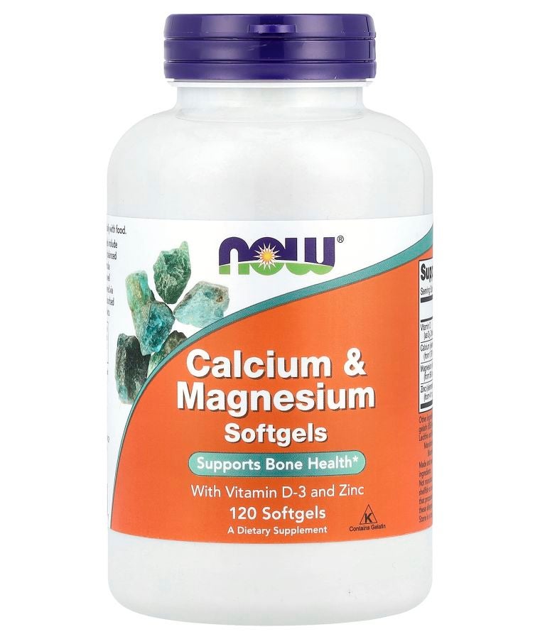 now Calcium & Magnesium with Vitamin D3 and Zinc 120 Softgels