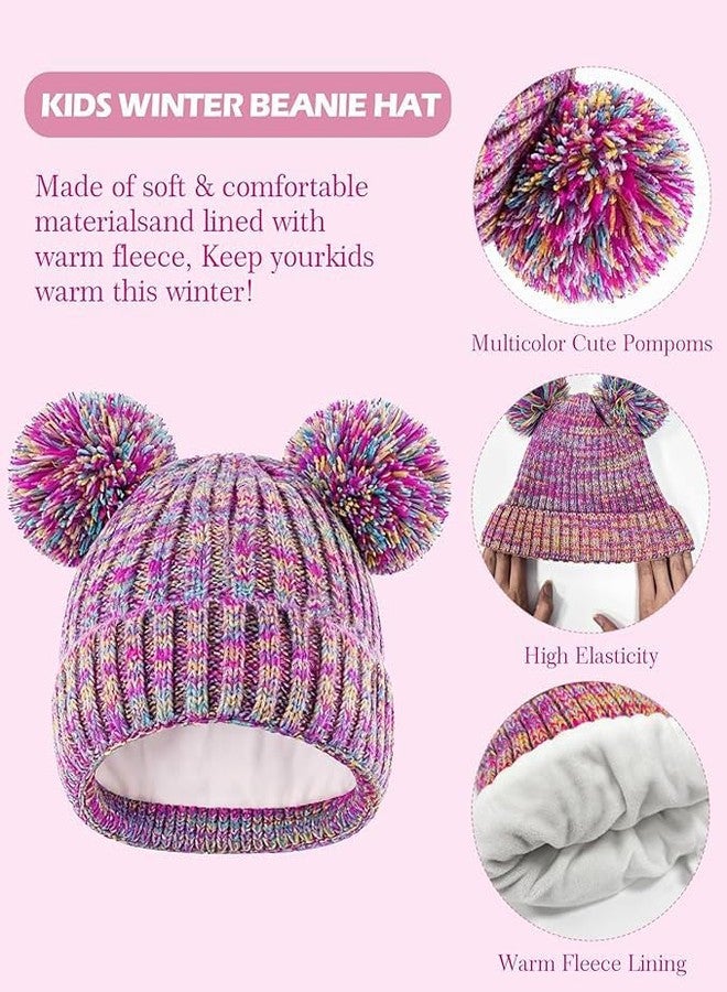 Asekonc Kids Winter Hat Gloves Scarf Set, Girls Winter Hat Beanie with Pom Knit Warmer Christmas Gifts - Image 5