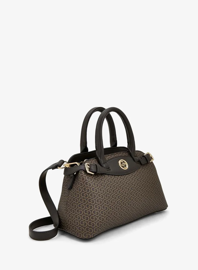 Celeste BROWN Monogram Print Tote Bag With Double Handle for Women | Best Price UAE