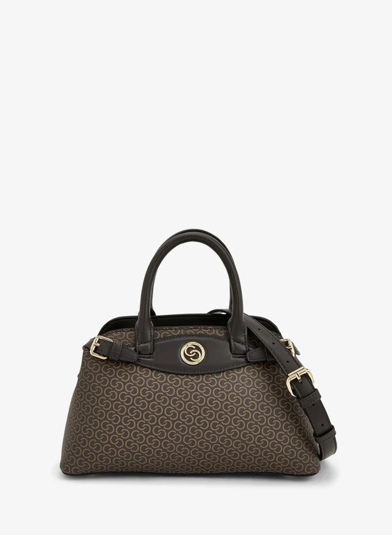 Monogram Print Tote Bag With Double Handle