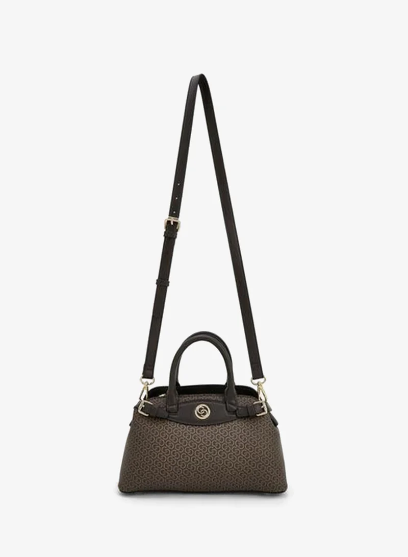 Celeste BROWN Monogram Print Tote Bag With Double Handle for Women | Best Price UAE