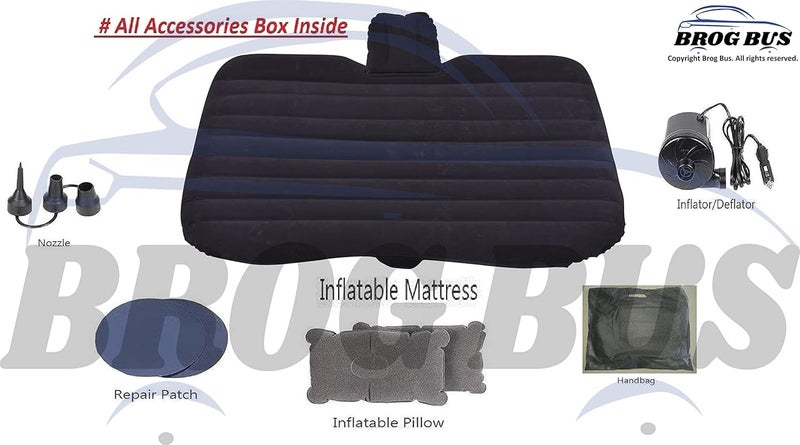 BROGBUS ABS Plastic Car Travel Vehicle Inflatable Cushion Mattress With Two Air Pillows Car Air Pump And Repair Tikki Beige Full - Image 4