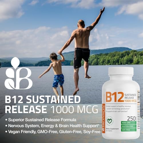 Bronson Vitamin B12 1000 mcg Sustained Release Premium Non GMO Tablets Supports Nervous System, Healthy Brain Function and Energy Production, 100 Count - Image 4