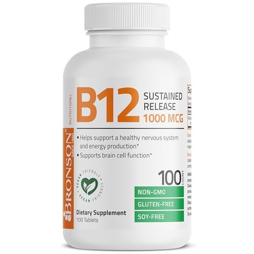 Bronson Vitamin B12 1000 mcg Sustained Release Premium Non GMO Tablets Supports Nervous System, Healthy Brain Function and Energy Production, 100 Count - Image 5