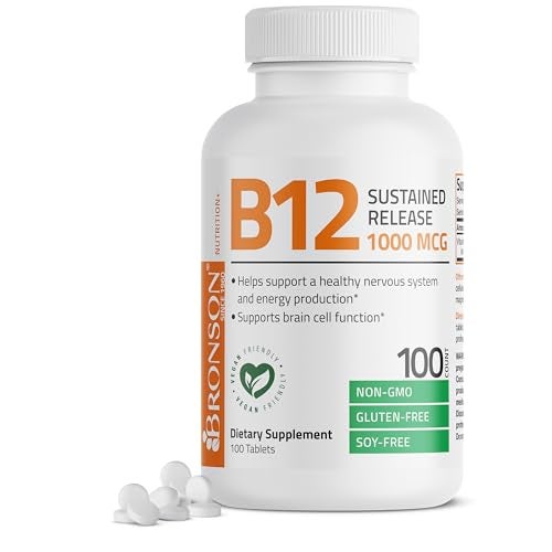 Bronson Vitamin B12 1000 mcg Sustained Release Premium Non GMO Tablets Supports Nervous System, Healthy Brain Function and Energy Production, 100 Count - Image 1