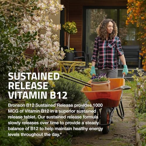 Bronson Vitamin B12 1000 mcg Sustained Release Premium Non GMO Tablets Supports Nervous System, Healthy Brain Function and Energy Production, 100 Count - Image 3