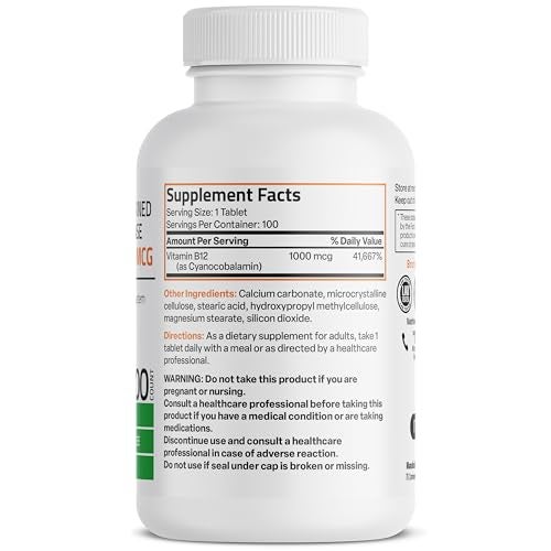 Bronson Vitamin B12 1000 mcg Sustained Release Premium Non GMO Tablets Supports Nervous System, Healthy Brain Function and Energy Production, 100 Count - Image 2