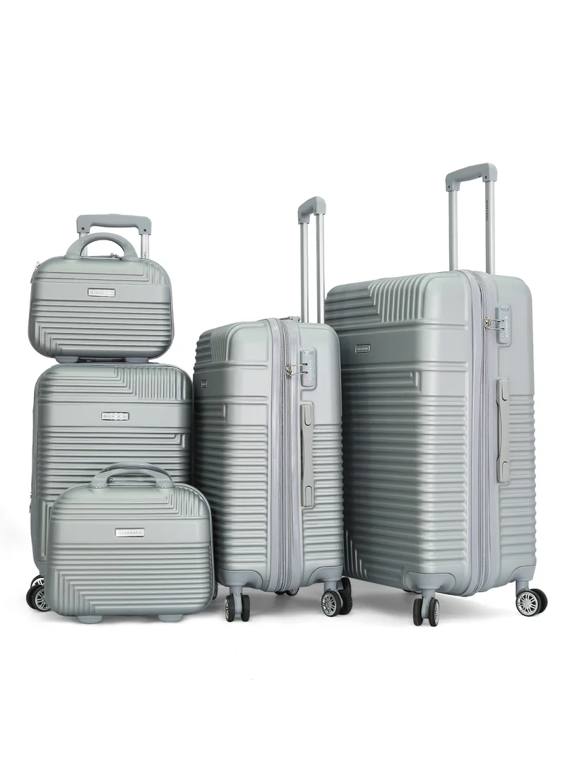جيوردانو Giordano Hardshell Luggage Trolley 5 pcs Set,Silver