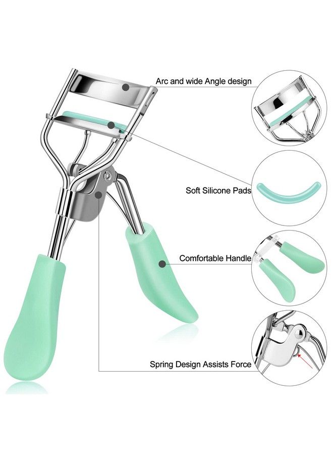 Zowor Eyelash Curler With Comb And Brush Fit All Eye Shape Curved Eyelash Curlers With 5Pcs Silicone Refill Padnatural And Long Lasting Lash Curler For Women Make Up Gift(Green) - Image 4