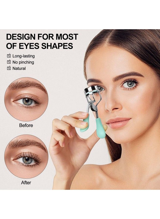 Zowor Eyelash Curler With Comb And Brush Fit All Eye Shape Curved Eyelash Curlers With 5Pcs Silicone Refill Padnatural And Long Lasting Lash Curler For Women Make Up Gift(Green) - Image 3