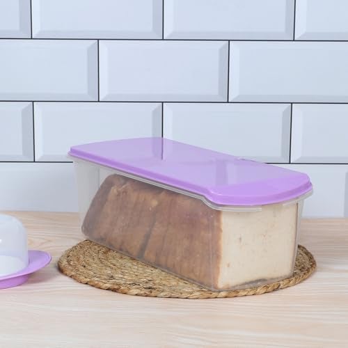 Gluman Multi Storage Bread Box Container & Organizer Set for Kitchen, Refrigerator & Home Use Airtight 100% Food Grade Container (33 X 15 X 11.8 Cm) (Purple) - Image 5