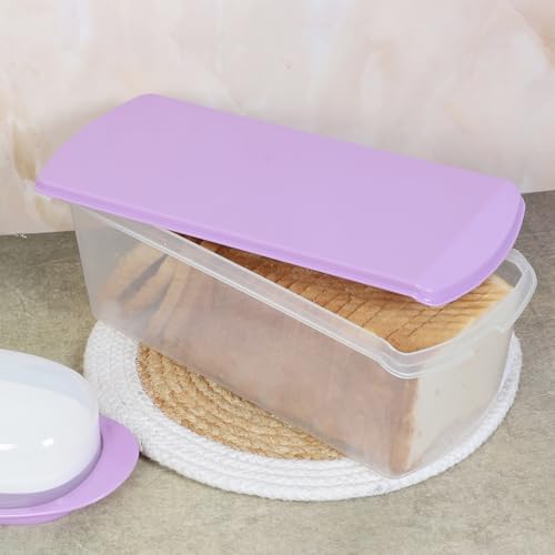 Gluman Multi Storage Bread Box Container & Organizer Set for Kitchen, Refrigerator & Home Use Airtight 100% Food Grade Container (33 X 15 X 11.8 Cm) (Purple) - Image 4