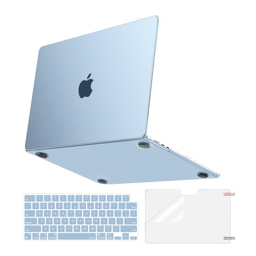 MOSISO Compatible with MacBook Air 13 inch Case M5 2026 M4 M3 M2 20252022 A3449 A3240 A3113 A2681Matched Laptop Color3 in 1 Kit AntiFingerprints Slimness Case for MacBook Air 136 Sky Blue Clear - Image 1