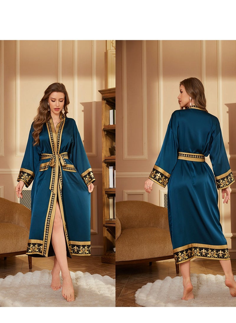 Tie Up Long Sleeved Sleeping Bathrobe Can Be Used As A Wedding Morning Gown Or Home Outfit(Single Outer Robe)  - Image 1