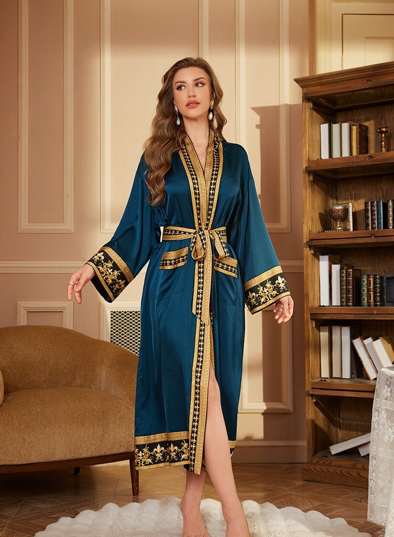 Tie Up Long Sleeved Sleeping Bathrobe Can Be Used As A Wedding Morning Gown Or Home Outfit(Single Outer Robe)  - Image 2