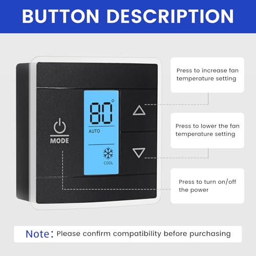 AUIVERED 3316250.712 RV Single Zone Wall Thermostat - Fit for Dometic for RV/Camper Conditioners - Single Zone Control for Cool/Heat, 12V DC, Capacitive Touch, Blue Backlight - Image 2