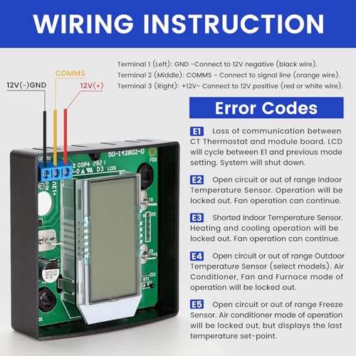 AUIVERED 3316250.712 RV Single Zone Wall Thermostat - Fit for Dometic for RV/Camper Conditioners - Single Zone Control for Cool/Heat, 12V DC, Capacitive Touch, Blue Backlight - Image 4