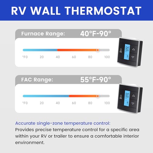 AUIVERED 3316250.712 RV Single Zone Wall Thermostat - Fit for Dometic for RV/Camper Conditioners - Single Zone Control for Cool/Heat, 12V DC, Capacitive Touch, Blue Backlight - Image 3