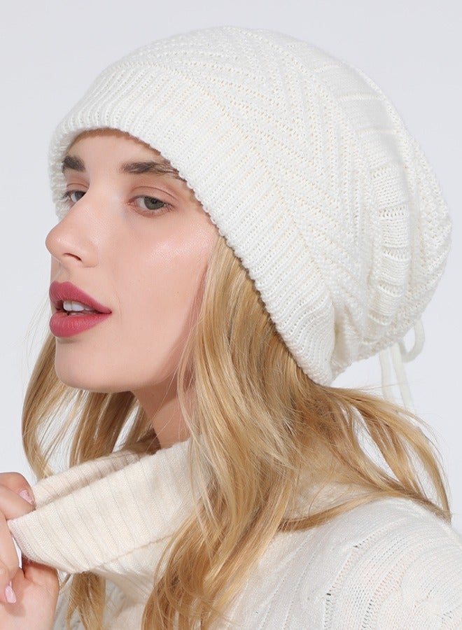 NIBEMINENT Women Winter Slouchy Beanie Outdoor Warm Stocking Hat Thick Knitted Skull Hats Multifunctional for Scarves Mask White  - Image 2